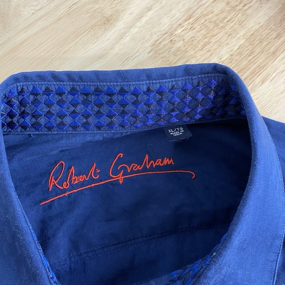 Robert Graham Shirt Men's Extra Large Long Sleeve Button Up Contrasting Cuffs - Picture 11 of 15